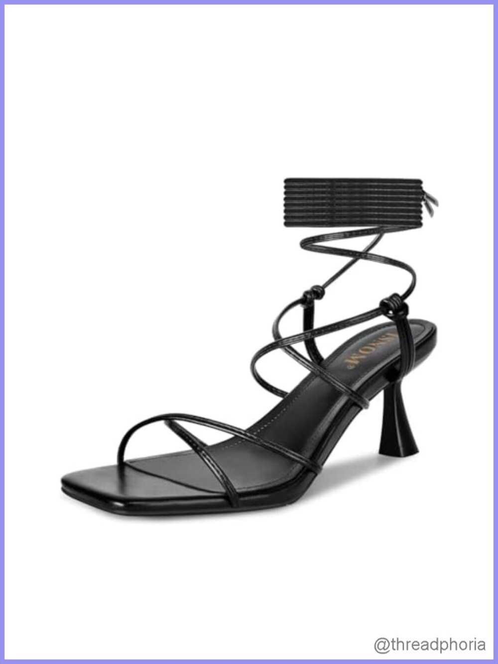 Women Lace Up Kitten Heel Sandals Square Toe Stiletto Wrap Ankle Strappy Dress